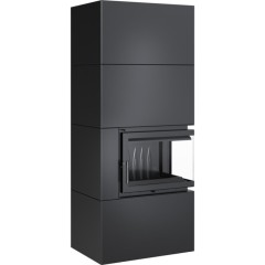 Готовый дровяной каминокомплект Kratki SIMPLE Box черный с топкой BS, правый угол