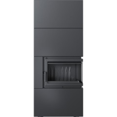 Готовый дровяной каминокомплект Kratki SIMPLE Box черный с топкой BS, правый угол