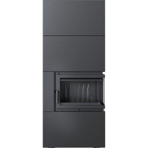 Готовый дровяной каминокомплект Kratki SIMPLE Box черный с топкой BS, правый угол 