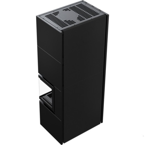 Готовый дровяной каминокомплект Kratki SIMPLE Box черный с топкой BS, правый угол 