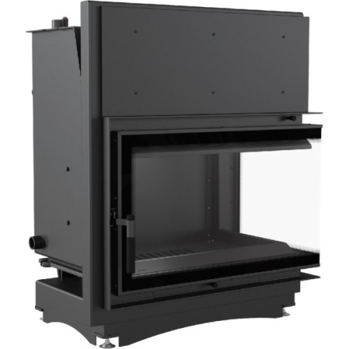 Угловая правая дровяная топка Kratki ZUZIA/PW/BP/19/BS/W/DECO (угловое стекло справа) 