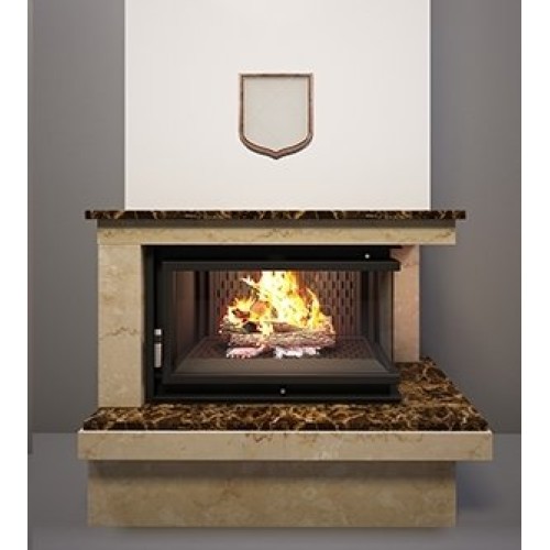 Угловая левая дровяная топка Kratki ZUZIA PW/BL/19/BS/W(угловое стекло слева) 