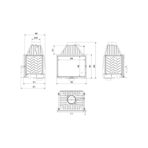Фронтальная дровяная топка Kratki Zosia ECO 12 