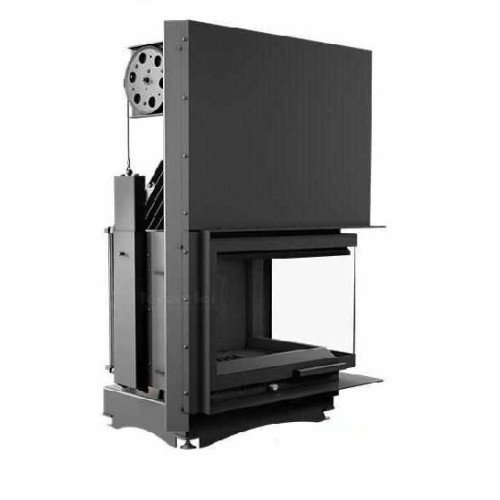 Угловая правая дровяная топка Kratki Zuzia P/BS/G(угловое стекло справа,гильотина) 