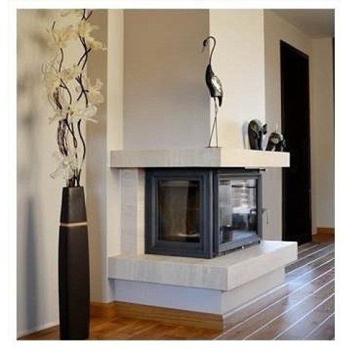 Угловая левая дровяная топка Kratki Zuzia/PW/BL/19/W(стекло слева) 