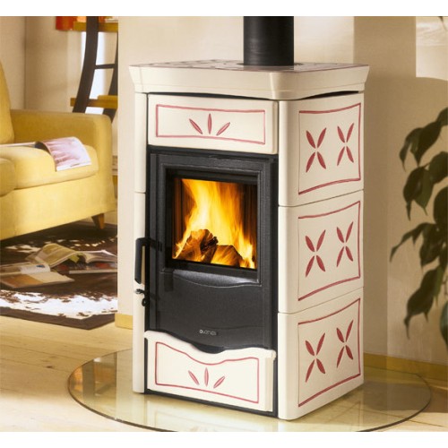 Дровяная печь La Nordica Nicoletta Silk Vogue Ametista (бежевый с красным) 