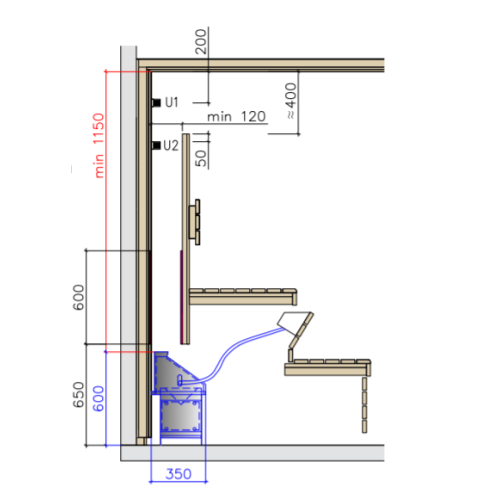 Электрокамин Lang UE 35/100 7,5kW (для скрытой установки) 