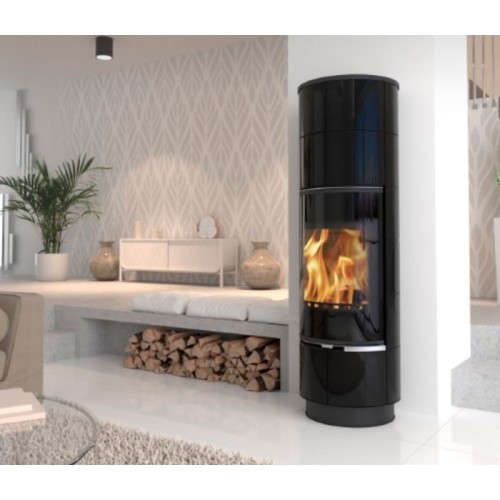 Дровяная печь THORMA DELIA Ceramic PLUS, черная/керамика черная 
