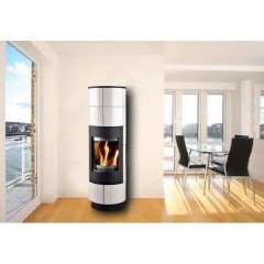 Дровяная печь THORMA DELIA Ceramic Standard, черная/керамика белая, с аккумулирующими камнями