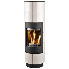 Дровяная печь THORMA DELIA Ceramic, черная/керамика слоновая кость