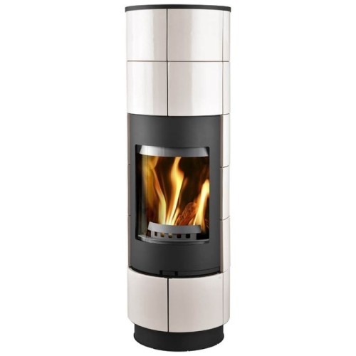 Дровяная печь THORMA DELIA Ceramic, черная/керамика слоновая кость 