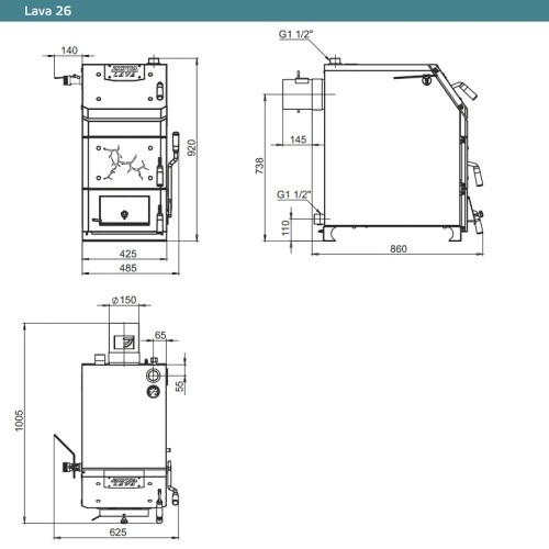 Котел твердотопливный ZOTA Lava 26