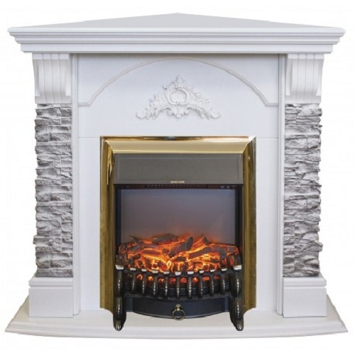 Электрокамин RealFlame Athena Corner GR STD/EUG/24 WT с очагом Fobos s Lux BL/BR, Majestic s Lux BL/BR 