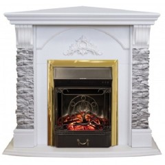 Каминокомплект портал RealFlame Athena Corner GR STD/EUG/24 WT с очагом Fobos s Lux BL/BR, Majestic s Lux BL/BR
