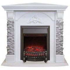 Электрокамин RealFlame Athena Corner GR STD/EUG/24 WT с очагом Fobos s Lux BL/BR, Majestic s Lux BL/BR