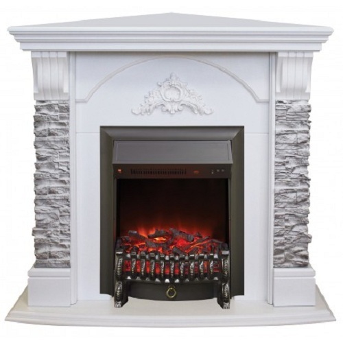 Электрокамин RealFlame Athena Corner GR STD/EUG/24 WT с очагом Fobos s Lux BL/BR, Majestic s Lux BL/BR