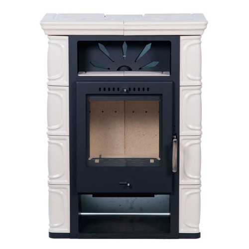 Дровяная печь THORMA BORGHOLM TOP, черный/керамика слоновая кость 