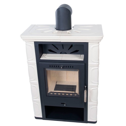 Дровяная печь THORMA BORGHOLM TOP, черный/керамика слоновая кость 