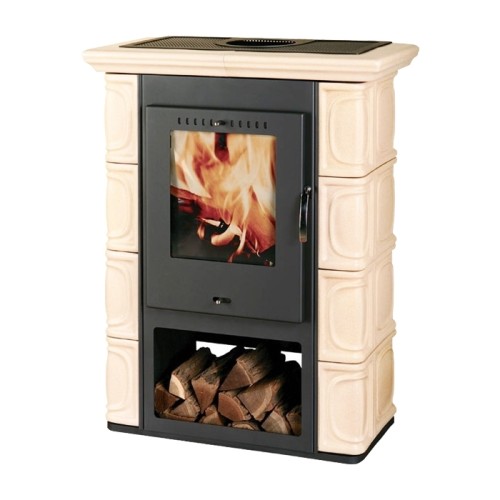 Дровяная печь THORMA BORGHOLM, черный/керамика бежевая 