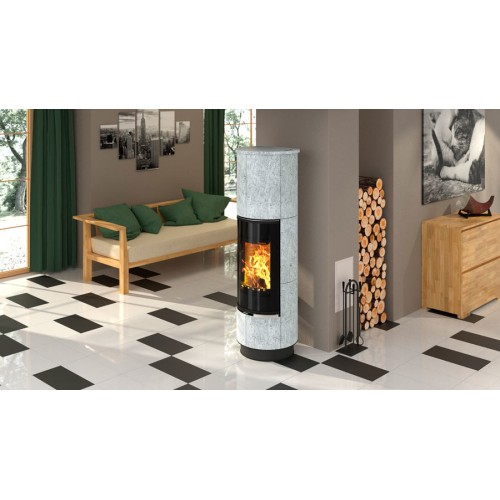 Дровяная печь THORMA DELIA Serpentino Standard, черная, с аккумулирующими камнями 