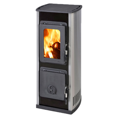 Дровяная печь THORMA MILANO II AT TERMOPLATE, черная/нержавейка 