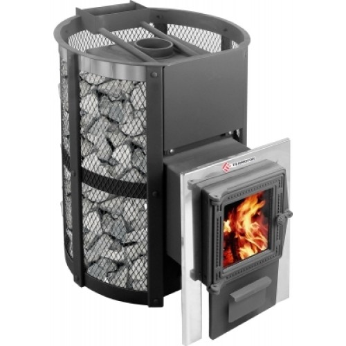 Дровяная печь TMF Кольчуга 14-18 (чугунная дверца со стеклом+парогенератор) 