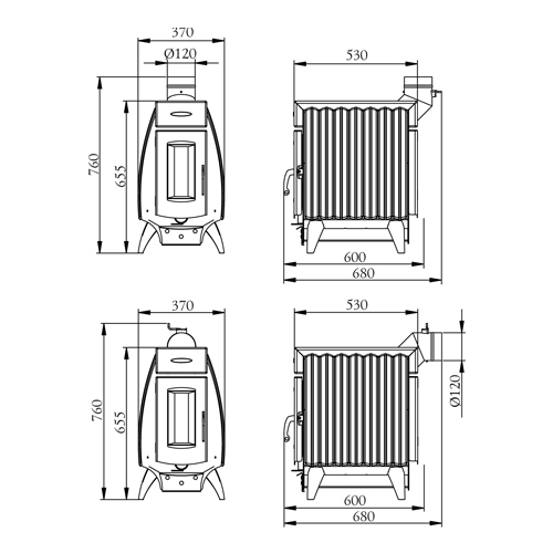 Дровяная печь TMF ПО ОГОНЬ-БАТАРЕЯ 7Б антрацит 