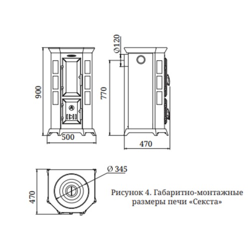 Дровяная печь TMF ПО Статика Секста, черная бронза 