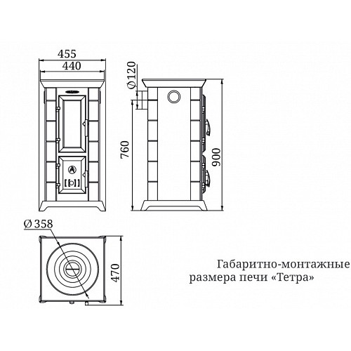 Дровяная печь TMF ПО Статика Тетра, черная бронза 