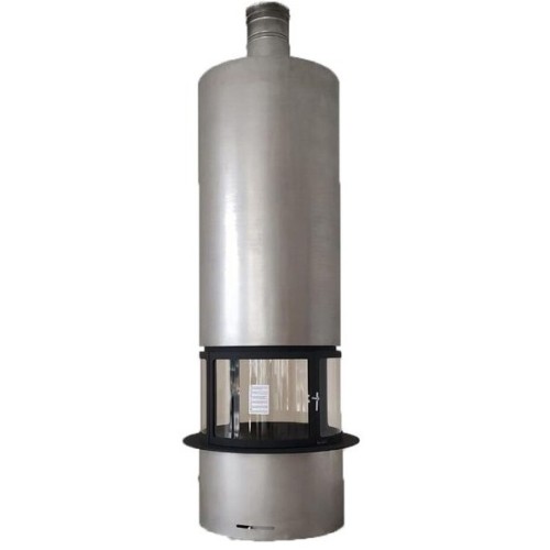 Готовый дровяной каминокомплект TRAFORART DIAMANTE CENTRAL INOX со стеклом 