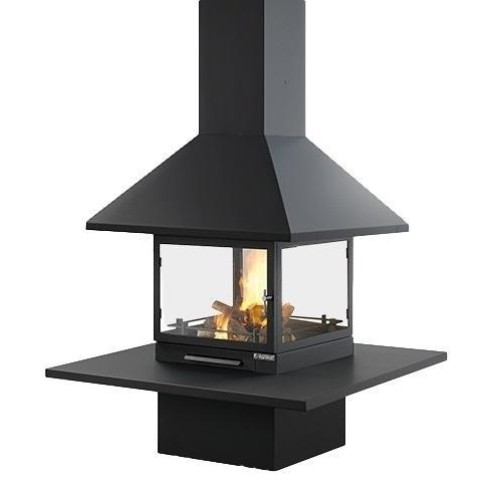 Готовый дровяной каминокомплект TRAFORART VULCANO CENTRAL со стеклом полка керамика белая 