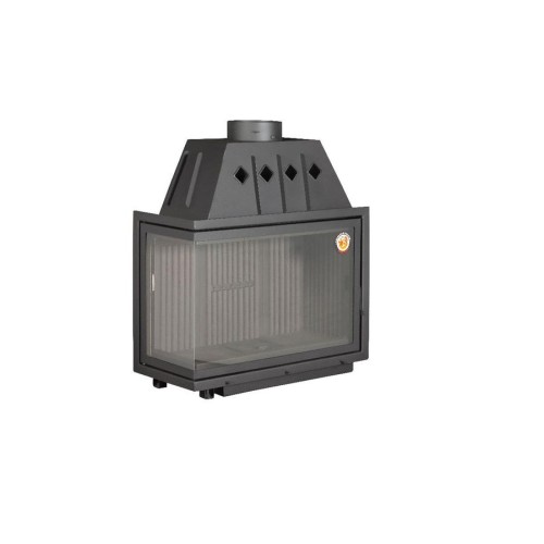 Угловая левая дровяная топка ЭКОКАМИН Альфа 1000LB два стекла левая черный шамот 