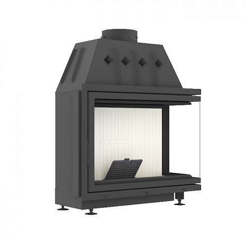 Угловая правая дровяная топка ЭКОКАМИН Альфа 1000R два стекла правая 