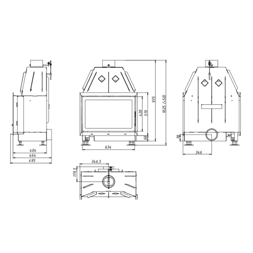 Фронтальная дровяная топка ЭКОКАМИН Альфа 700-150 принтинг 