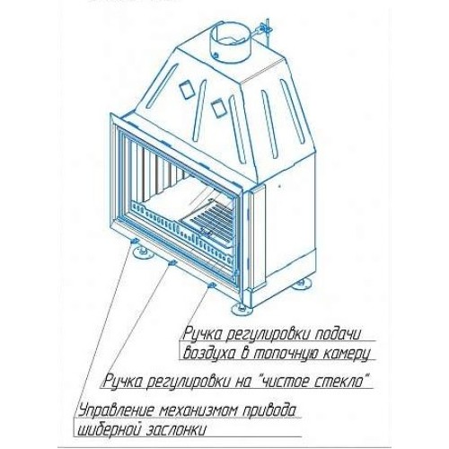 Фронтальная дровяная топка ЭКОКАМИН Альфа 700 с теплообмеником 