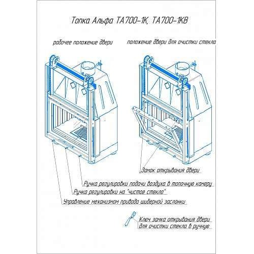 Фронтальная дровяная топка ЭКОКАМИН Альфа 700К с контргрузом 