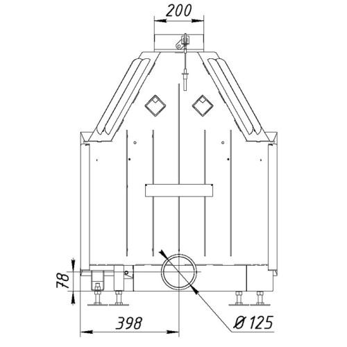 Фронтальная дровяная топка ЭКОКАМИН Альфа 800 черный шамот 