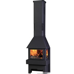 Дровяная печь ЭКОКАМИН БАВАРИЯ 3 СТЕКЛА ЧЕРНАЯ