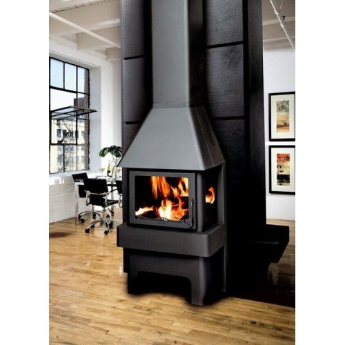 Дровяная печь ЭКОКАМИН БАВАРИЯ 3 СТЕКЛА ЧЕРНАЯ 