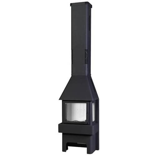 Дровяная печь ЭКОКАМИН БАВАРИЯ 3 СТЕКЛА ЧЕРНАЯ 