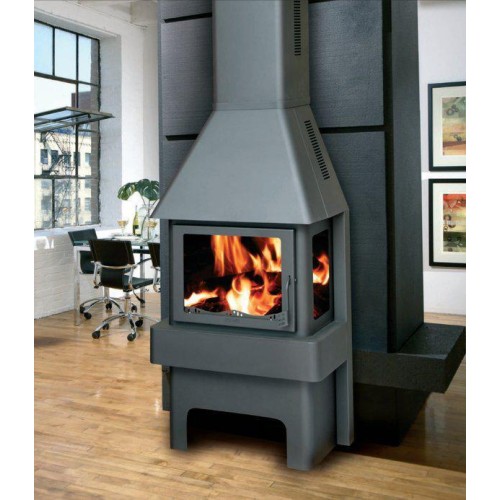 Дровяная печь ЭКОКАМИН БАВАРИЯ 3 СТЕКЛА ГРАФИТ 