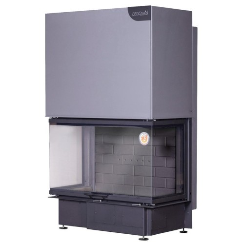 Трёхсторонняя дровяная топка ЭКОКАМИН Дельта1000B принтинг черный шамот 