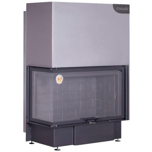 Угловая левая дровяная топка ЭКОКАМИН Дельта 1000LB два стекла левая черный шамот 