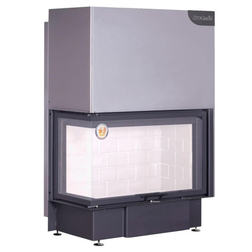 Угловая левая дровяная топка ЭКОКАМИН Дельта 1000L два стекла левая 