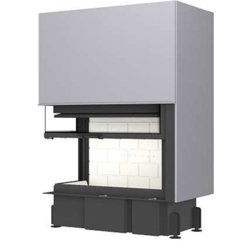 Угловая левая дровяная топка ЭКОКАМИН Дельта 1000L два стекла левая 