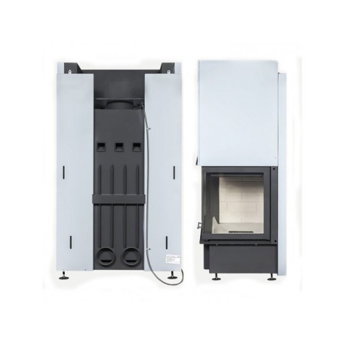 Угловая левая дровяная топка ЭКОКАМИН Дельта 1000L два стекла левая 