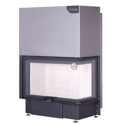 Угловая правая дровяная топка ЭКОКАМИН Дельта 1000R два стекла правая 