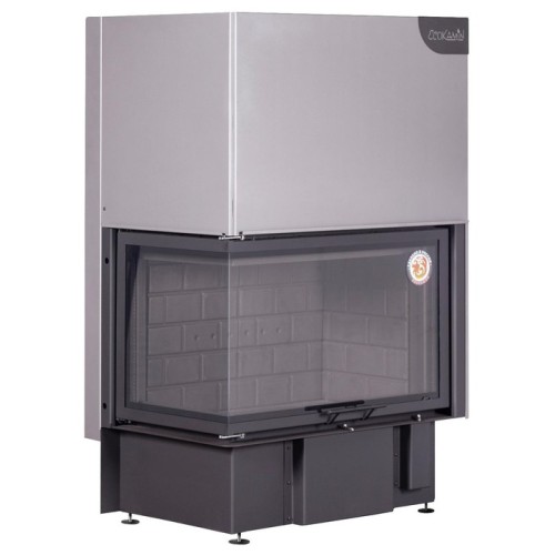 Угловая левая дровяная топка ЭКОКАМИН Дельта 800LB принтинг черный шамот 