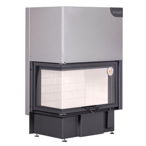 Угловая левая дровяная топка ЭКОКАМИН Дельта 800L принтинг 