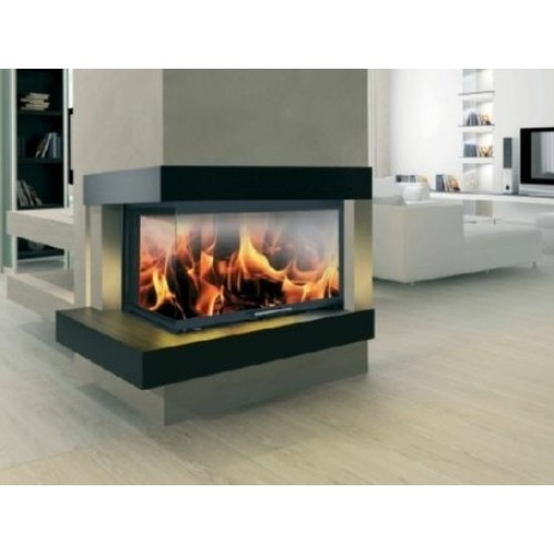 Угловая левая дровяная топка ЭКОКАМИН Дельта 800L принтинг 